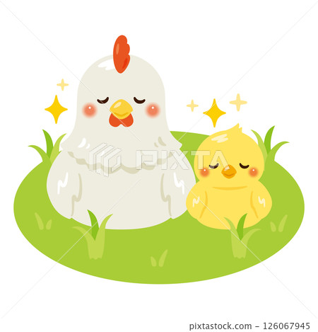 放養雞和小雞休息的插圖 放養雞和小雞休息的插圖 126067945