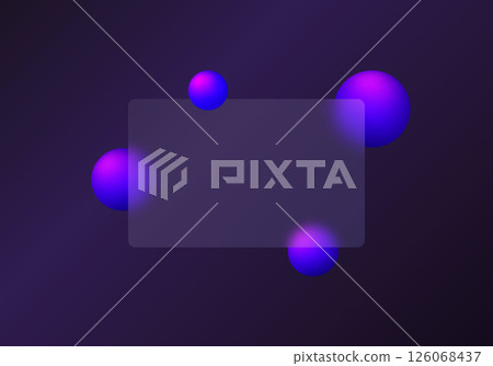 Transparent material partition with glowing floating spheres on dark background. Landing page of the site in the style of glass morphism. Transparent material partition with glowing floating spheres on dark background. Landing page of the site in the style of glass morphism. 126068437