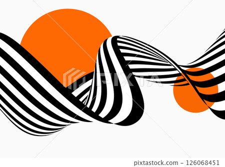 Abstract wave background, black and white wavy stripes or lines design. 126068451