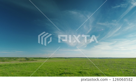 An Expansive Green Landscape is Beautiful Beneath the Clear Blue Sky, Perfect for Exploration 126068582