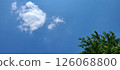 Early summer blue sky, white clouds, and fresh green trees 126068800