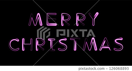 Merry Christmas vector lettering with neon effect. 126068893