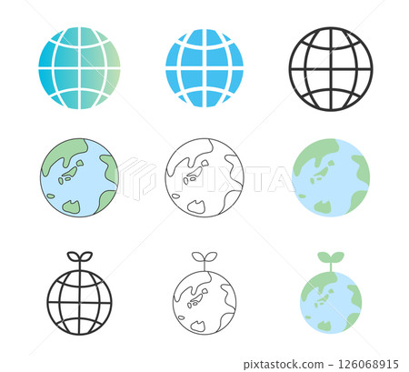 Earth simple icon set vector Earth simple icon set vector 126068915