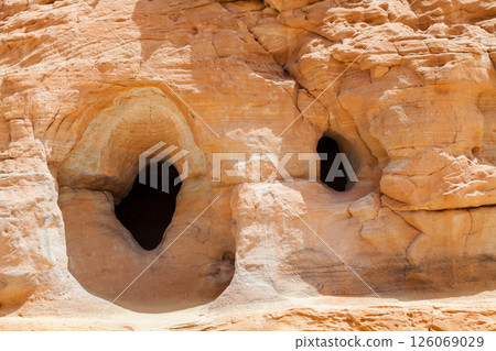 Hole in a rock. Timna park, Israel 126069029