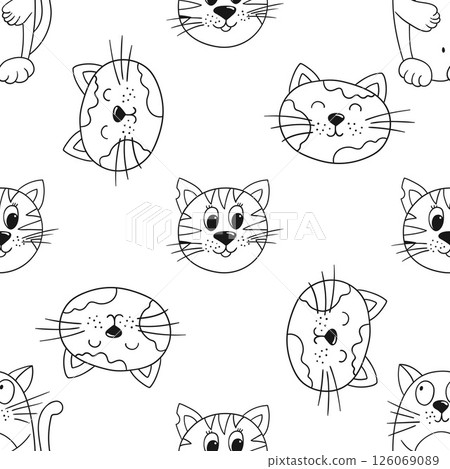 Monochrome cute pattern. Pattern for textiles in hand draw style 126069089
