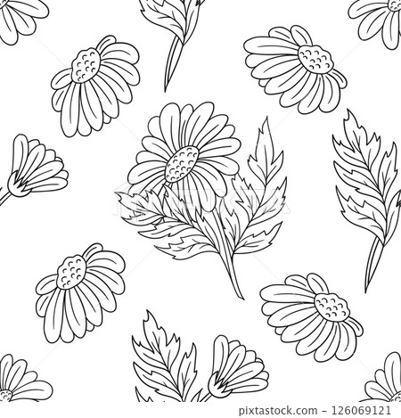 Monochrome cute pattern. Pattern for textiles in hand draw style Monochrome cute pattern. Pattern for textiles in hand draw style 126069121