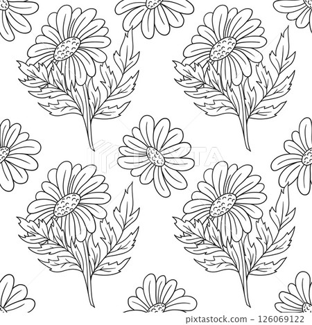 Monochrome cute pattern. Pattern for textiles in hand draw style Monochrome cute pattern. Pattern for textiles in hand draw style 126069122