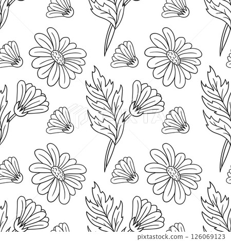 Monochrome cute pattern. Pattern for textiles in hand draw style 126069123