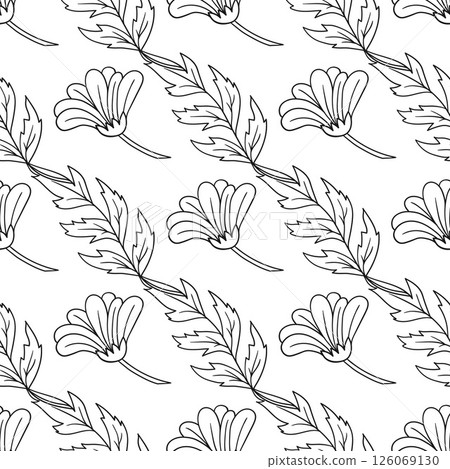 Monochrome cute pattern. Pattern for textiles in hand draw style Monochrome cute pattern. Pattern for textiles in hand draw style 126069130