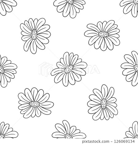 Monochrome cute pattern. Pattern for textiles in hand draw style Monochrome cute pattern. Pattern for textiles in hand draw style 126069134