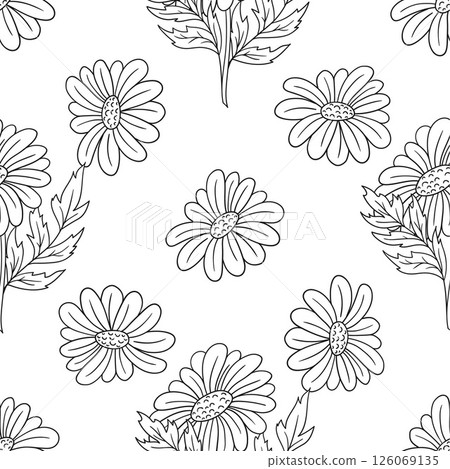Monochrome cute pattern. Pattern for textiles in hand draw style 126069135