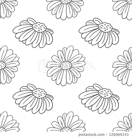 Monochrome cute pattern. Pattern for textiles in hand draw style 126069141