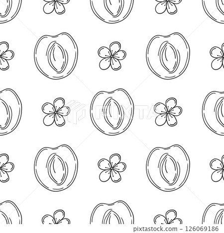Monochrome cute pattern. Pattern for textiles in hand draw style 126069186