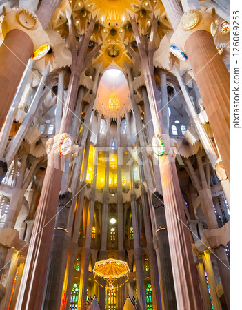 BARCELONA, SPAIN - DECEMBER 21, 2015 - Interior of Sagrada Familia 126069253