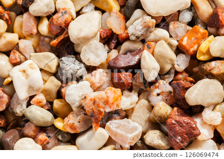 Wet colorful pebbles, natural background 126069474
