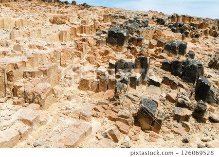 Hexagonal basalt columns in Israel Hexagonal basalt columns in Israel 126069528