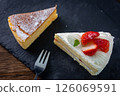Cake shop: Classic baked cheesecake and strawberry shortcake 126069591