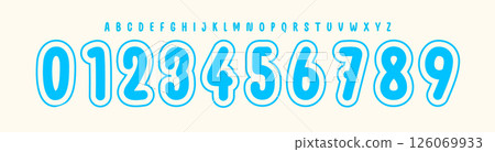 Playful Bubble Outline Number Font, Fun Rounded Alphabet for kids books, cartoons letters for birthday card, hoodie or jersey logo of sports teams. Perfect for happy visuals. Vector Illustration. Playful Bubble Outline Number Font, Fun Rounded Alphabet for kids books, cartoons letters for birthday card, hoodie or jersey logo of sports teams. Perfect for happy visuals. Vector Illustration. 126069933