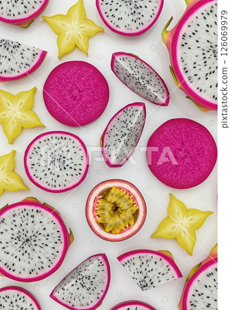 Vibrant Tropical Fruit Collection  on Clean White Background for Healthy Eating and Food Design Vibrant Tropical Fruit Collection  on Clean White Background for Healthy Eating and Food Design 126069979