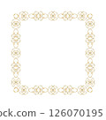 Gold frame of vibrant collection. Isolate is presented for rectangle decorating textiles, interior, prints, packaging. Curls, ribbons elements hand-painted in watercolor with gold paint accents 126070195