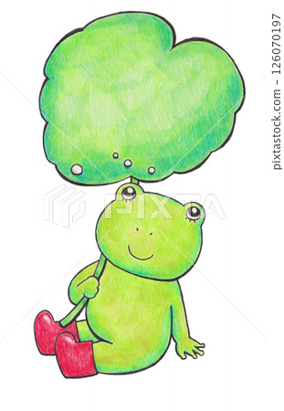 Illustration of a frog holding a leaf umbrella Illustration of a frog holding a leaf umbrella 126070197