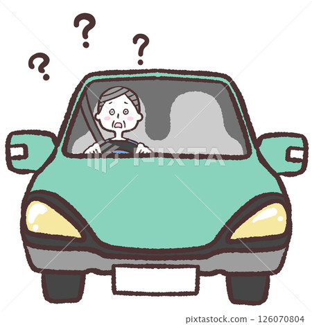 Illustration of a senior man having trouble driving Illustration of a senior man having trouble driving 126070804