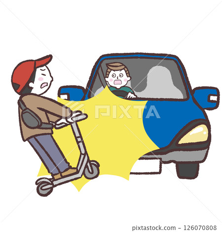Illustration of a scooter and car accident 126070808