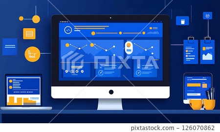 Job applicant tracking dashboard with progress funnel and timeline chart 126070862