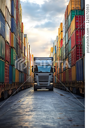 Supply chain analytics with delivery paths, pie charts, and bottleneck alerts 126070863