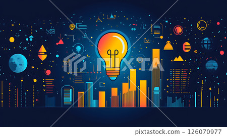 startup success metrics vector infographic, flat business theme 126070977