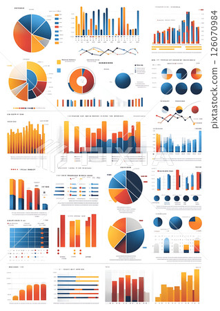 vector report of marketing analytics with colorful chart widgets, flat style 126070984