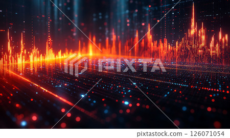 stock market trend charts in 3D with financial highlights, dynamic infographic background 126071054