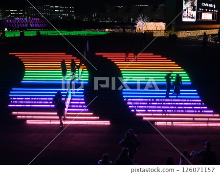 People walking down the "rainbow-colored staircase" at Tokyo Mega Illumination 2024-2025 People walking down the "rainbow-colored staircase" at Tokyo Mega Illumination 2024-2025 126071157