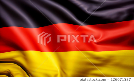 The German Flag displays bold colors, representing pride and unity with elegant fabric 126071587