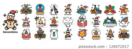 Decorations are a collection of various Christmas themed icons 126072017
