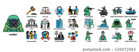 A cartoon of a man with a gas mask on 126072083