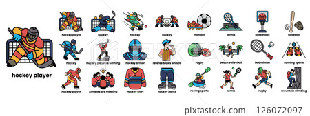 Set of illustrations in the concept of hockey Set of illustrations in the concept of hockey 126072097