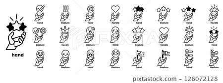 A hand holding up a star with a smiley face in line drawing style A hand holding up a star with a smiley face in line drawing style 126072128