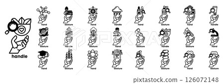 A hand holding a cup with a magnifying glass in line drawing style 126072148