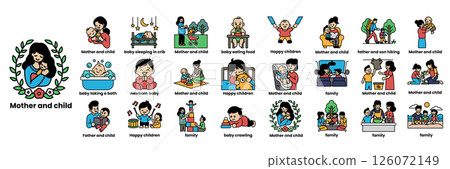 A series of images depicting various aspects of motherhood and childrearing 126072149