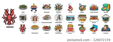 A crab is shown with a variety of foods on its shell A crab is shown with a variety of foods on its shell 126072159