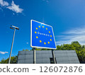 Denmark border sign on German-Denmark border. 126072876