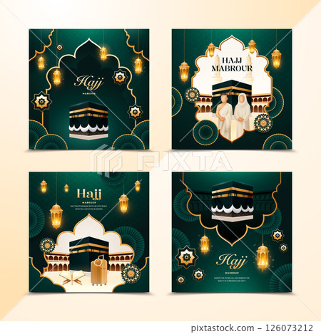 Realistic Hajj Tour and Travel Cards Square Set Realistic Hajj Tour and Travel Cards Square Set 126073212