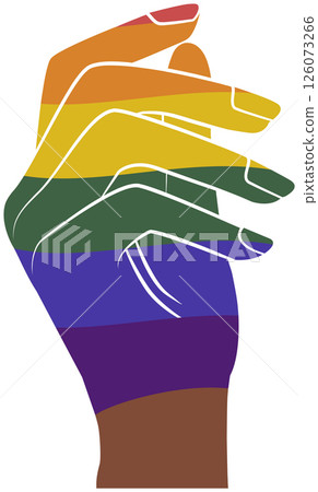Rainbow hand illustration sticker. LGBT concept icon. Realistic style vector colorful illustration 126073266