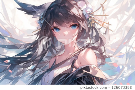 充滿活力的白髮美少女角色，動漫風格的奇幻插畫 126073398