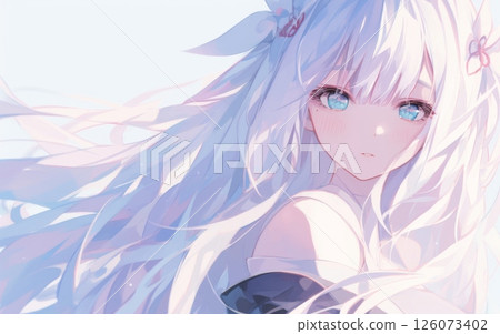 Dynamic white-haired beautiful girl character, anime-style fantasy illustration 126073402