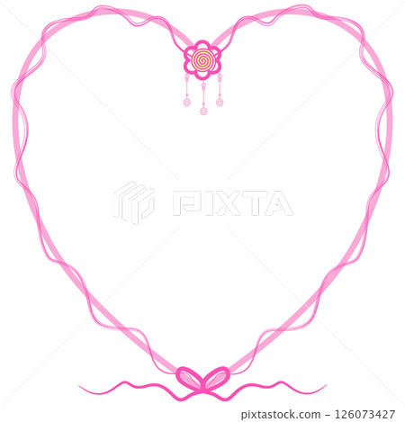 vintage pink heart-shaped frame decorated with elegant ribbon bow vintage pink heart-shaped frame decorated with elegant ribbon bow 126073427