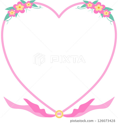 vintage pink heart-shaped frame decorated with bright and cute flower vintage pink heart-shaped frame decorated with bright and cute flower 126073428
