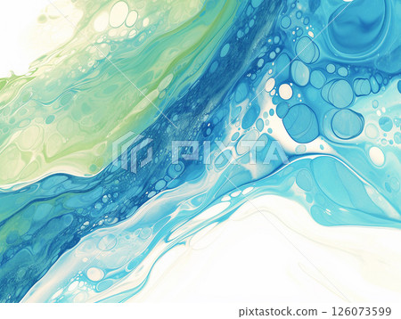 給人治癒和寧靜感覺的奇幻河流 |用藍色和綠色水彩編織的抽象藝術 給人治癒和寧靜感覺的奇幻河流 |用藍色和綠色水彩編織的抽象藝術 126073599