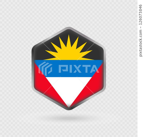 Antigua and Barbuda flag icon in hexagon shape. 126073846